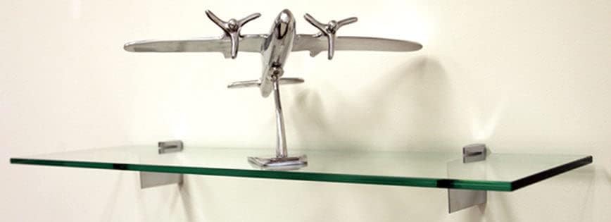 Spancraft Glass R-12x48-Chrome Raven Glass Shelf, 12" x 48", Chrome