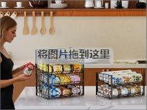 3 Tier Stackable Can Rack Organizer for Pantry, Adjustable Can Holder for Various Ounce of Canned Food Soup Goods Soda Drink, Rolling Tiered Can Dispenser for Kitchen Cupboard Cabinet, 2 Pack