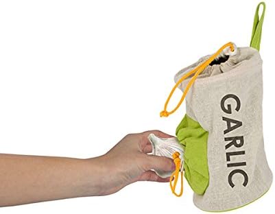 Evriholder Fresh Fare Garlic Keeper, Double Drawstring Feature Protects from Light and Delays Spoilage Sprout-Free Vegetable Storage Bag, 12 Head Capacity