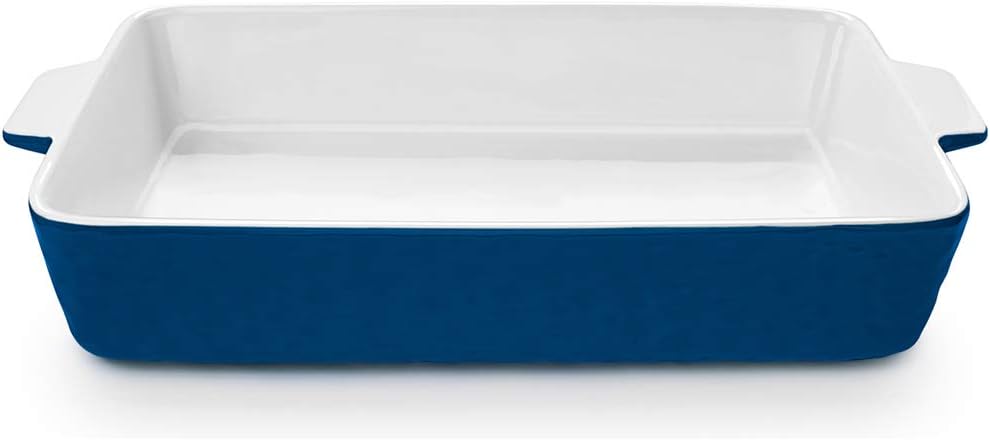 4 QT Baking Dish, Casserole Dishes for Oven, 9x13 Baking Pan with Handles, Lasagna Pan Deep, Ceramic Casserole Dish Oven Safe for Baking, Lasagna, Kitchen, Wedding Gift (Dark Blue)