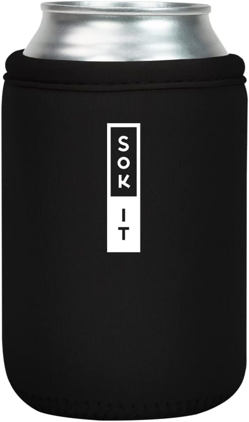 Sok It CanSok Sleeve for Beer & Soda Insulated Neoprene Cover (Black, 12oz Can Sleeve)