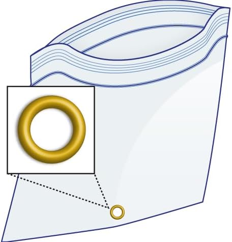 GPI - 5.5" x 9" Reclosable Zip Bags with Bottom Hang-hole & Pre-inserted 12" Twist-tie. 4 Mil Heavy-duty Resealable Zipper Baggy with Grommet/Metal Eyelet for Hanging (Insert Size 5x7.5) 100 Pack