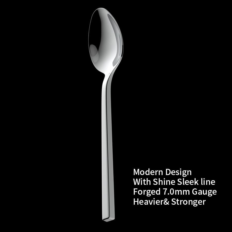 Alata Cube 40-Piece Forged Stainless Steel Flatware Set Cutlery Set, Silverware Set Service for 8, Mirror Finish, Dishwasher Safe