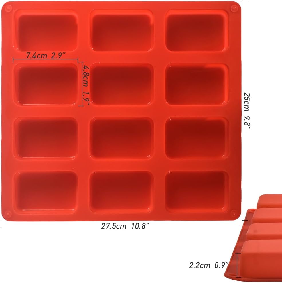 Silicone Loaf Pan, Non-Stick Mini Bread Pan, 12 Cavity Silicone Bread Baking Mold, for Loaf Cake, Bread, Meatloaf, Pack of 3