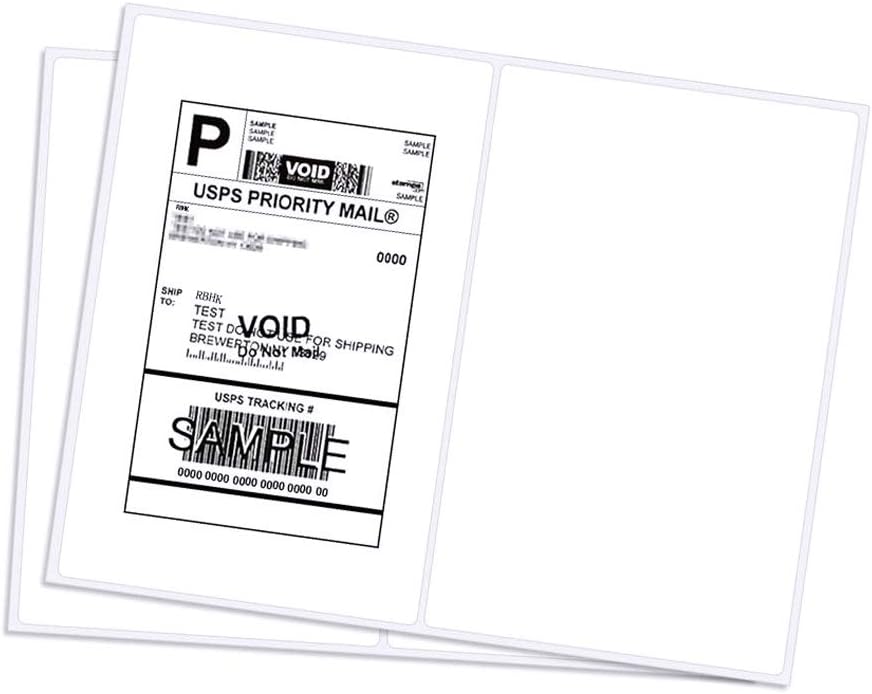 RyhamPaper Shipping Labels with Round Corner, 8.5 x 5.5 Inches Half Sheet Self Adhesive Shipping Address Labels for Laser and Inkjet Printer, 200 Labels