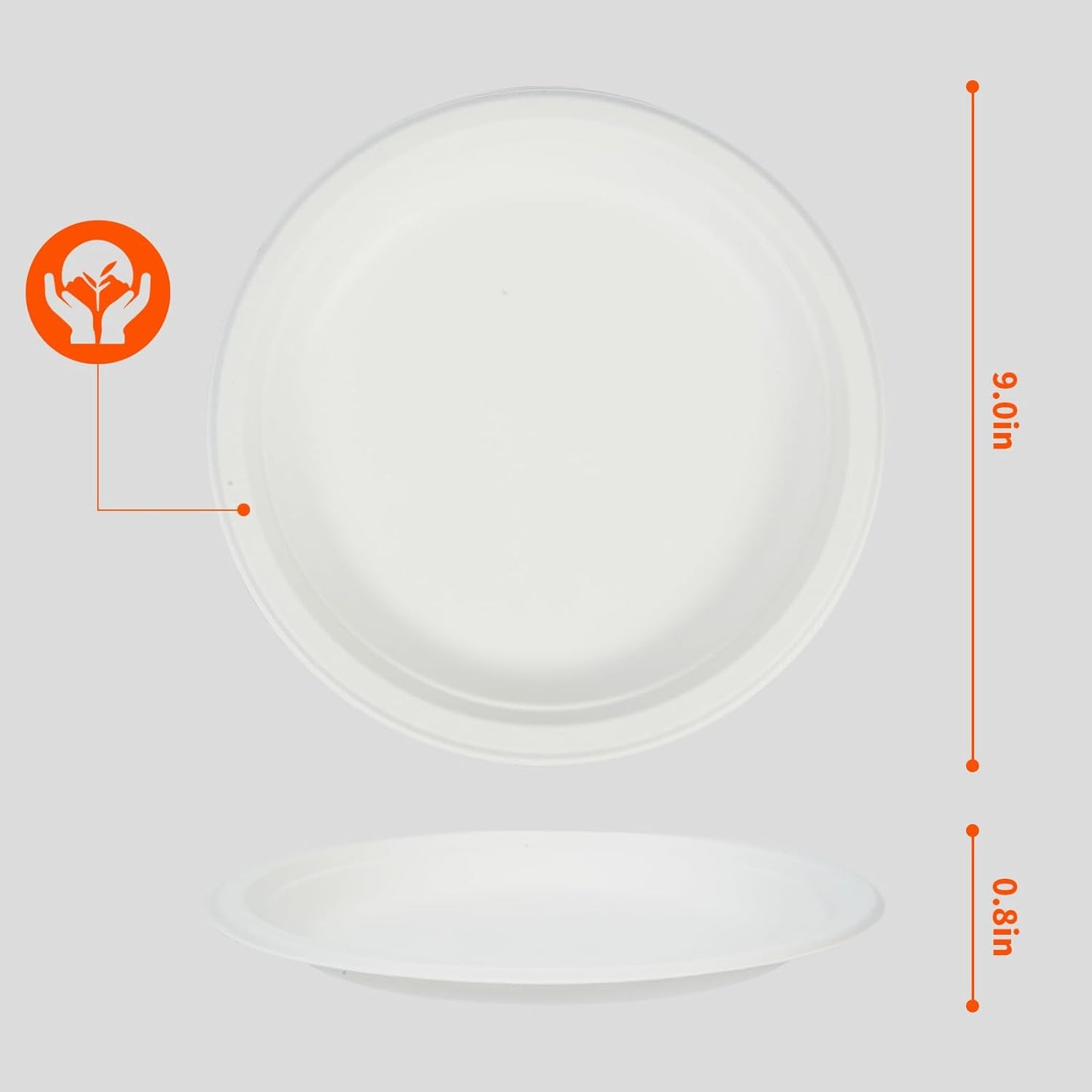 Compostable Paper Plates 9 Inch - 100% Biodegradable, Heavy Duty Eco-Friendly Disposable Plates for Camping，Parties, Weddings, BBQ (150 Pack) (9" White Plates)