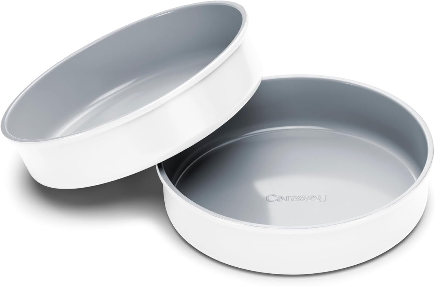 Caraway Non-Stick Ceramic 9” Circle Pans - Naturally Slick Ceramic Coating - Non-Toxic, PTFE & PFOA Free - Perfect for Birthday Cakes, Tartes, & More - White