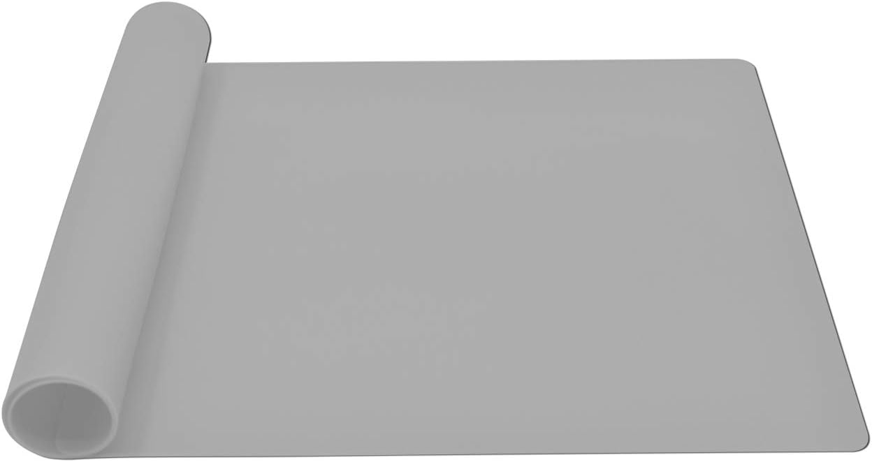 Silicone Placemats, Food-Grade Non-Slip Waterproof, Dining, Stain Resistant, Countertop Protector, Kitchen Counter Mat, Heat Resistant, Baking mat Dishwasher Safe (23.6"×15.7"-1pack, Gray)