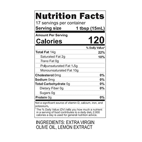 Blazing Bella Lemon Infused Extra Virgin Olive Oil - California Small Family Farms Meyer lemon flavor-infused ideal for finishing and salads - 8.45 Fl Oz (250 ML)