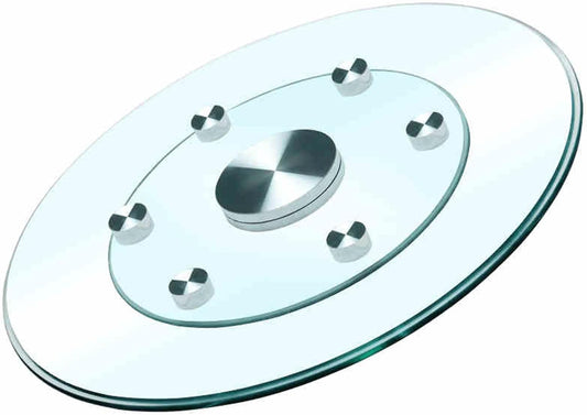 23" Large Glass Turntable Dining Table Lazy Susan, Kitchen Round Clear Tabletop Rotating Tray Lazy Susan Organizer, Party Table Centerpiece, Smooth Spin