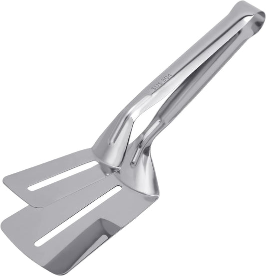 Steak Clamps, 3-in-1 Cooking Tong, Double Sided Spatula, 11 inch Multifunctional Stainless Steel Food Flipping Spatula Tongs Clip for Beefsteak Bread Hamburger BBQ Meats Pizza Pies Bread Fish (1 Pack)