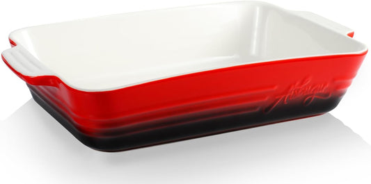 Casserole Dish Ceramic Baking Dish Casserole Dishes for Oven 9x13 Baking Dish with Handles Deep and Large Capacity Baking Dish for Casseroles Lasagnas Roasted Vegetables Great Kitchen Gifts, Red