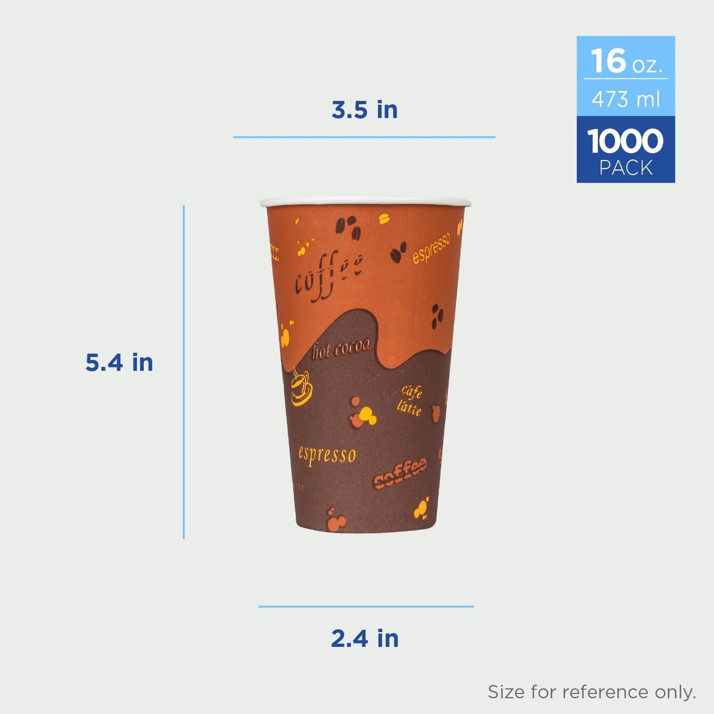 Karat 16 oz Paper Hot Coffee Cups [1000 ct] Disposable, Leak-Resistant Double Poly-Lined Cups for Hot Beverages, 90mm (C-K516)