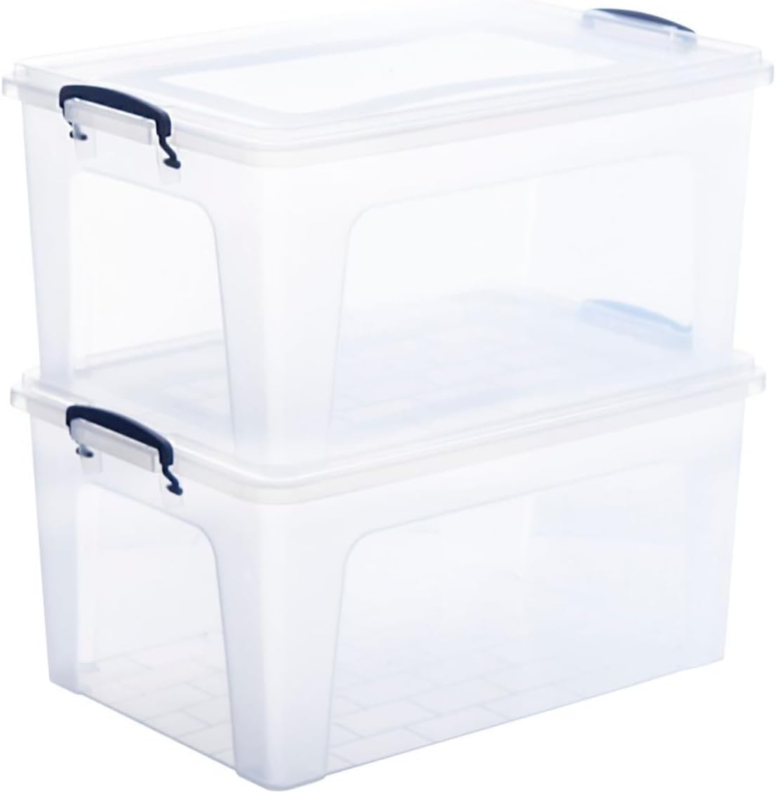 Superio Storage Bins with Lids, Clear Plastic Containers for Organizing, Stackable Totes, BPA Free, Odor Free, Organizer Boxes for Home, and Dorm (2 Pack, 28.5 Qt)