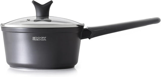 THE ROCK SOHO Nonstick Saucepan with Lid, 2 Quarts Small Pot with PPG Quantum2 Coating – Durable for Urban Kitchens, Nothing Sticks, Never Warps, Lasts Longer, Induction Compatible, PFOA-Free, Black