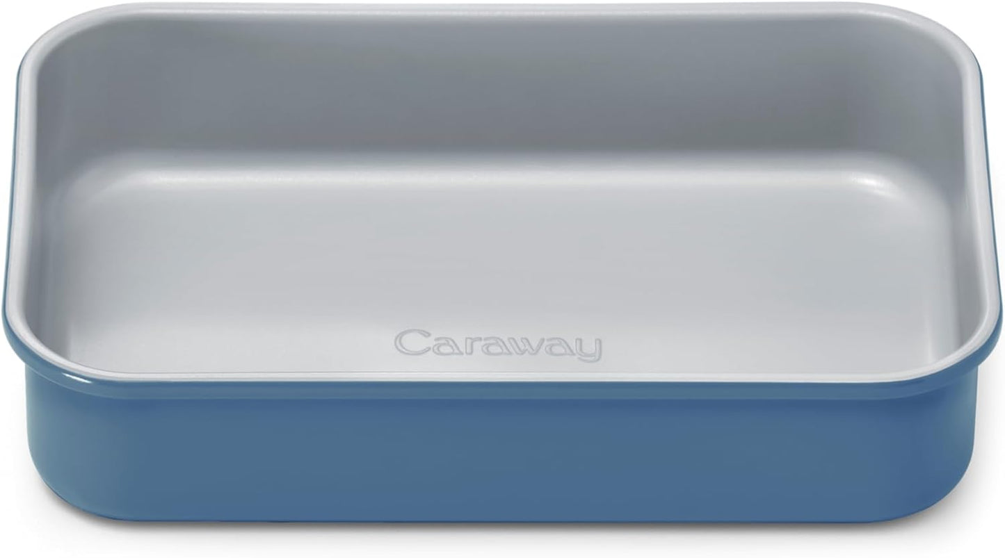 Caraway Nonstick 9” x 6.5” Small Rectangle Baking Pan – Non-Toxic, PTFE & PFOA Free – Aluminized Steel Core – Deep Ceramic Baking Pan for Casseroles, Lasagna & More - Slate