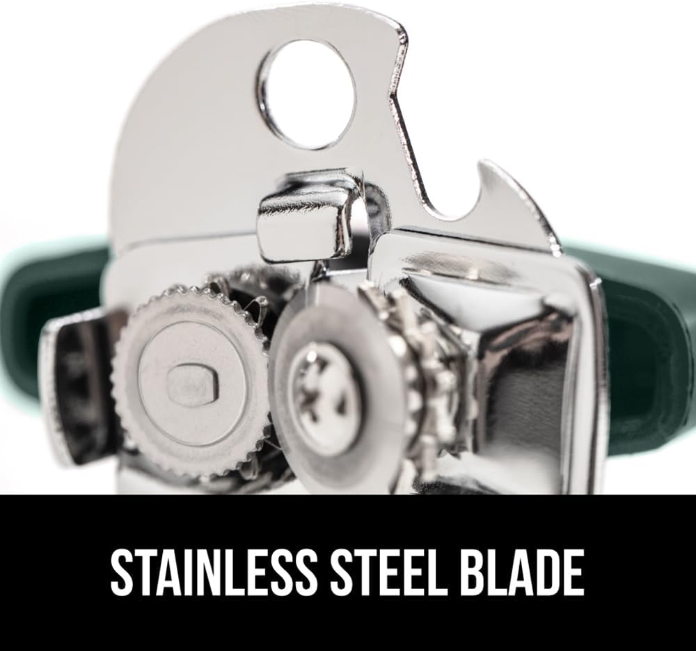 GORILLA GRIP Heavy Duty Stainless Steel Smooth Edge Manual Can Opener and Bottle Openers, Soft Comfortable Handle, Oversized Handheld Turn Knob, US Designed Multifunctional Kitchen Tool, Hunter Green