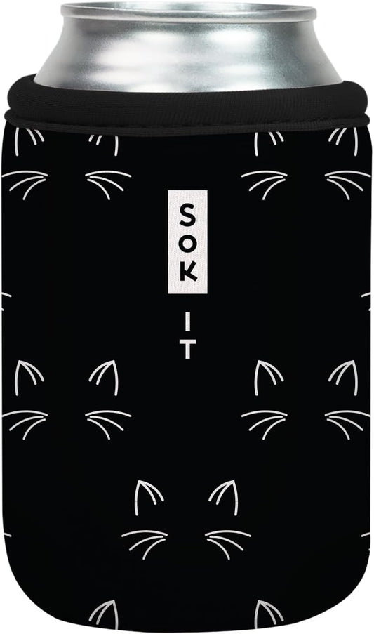 Sok It CanSok Sleeve for Beer & Soda Insulated Neoprene Cover (Mystical Meows, 12oz Can Sleeve)