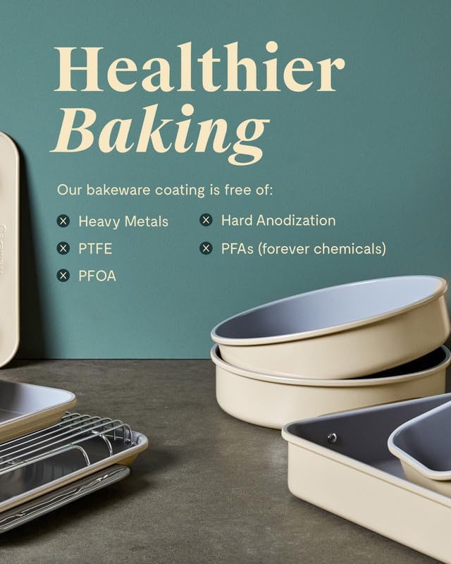 Caraway Non-Stick Ceramic 9” Square Pan - Naturally Slick Ceramic Coating - Non-Toxic, PTFE & PFOA Free - Perfect for Brownies, Lemon Bars, Cakes, & More - Navy