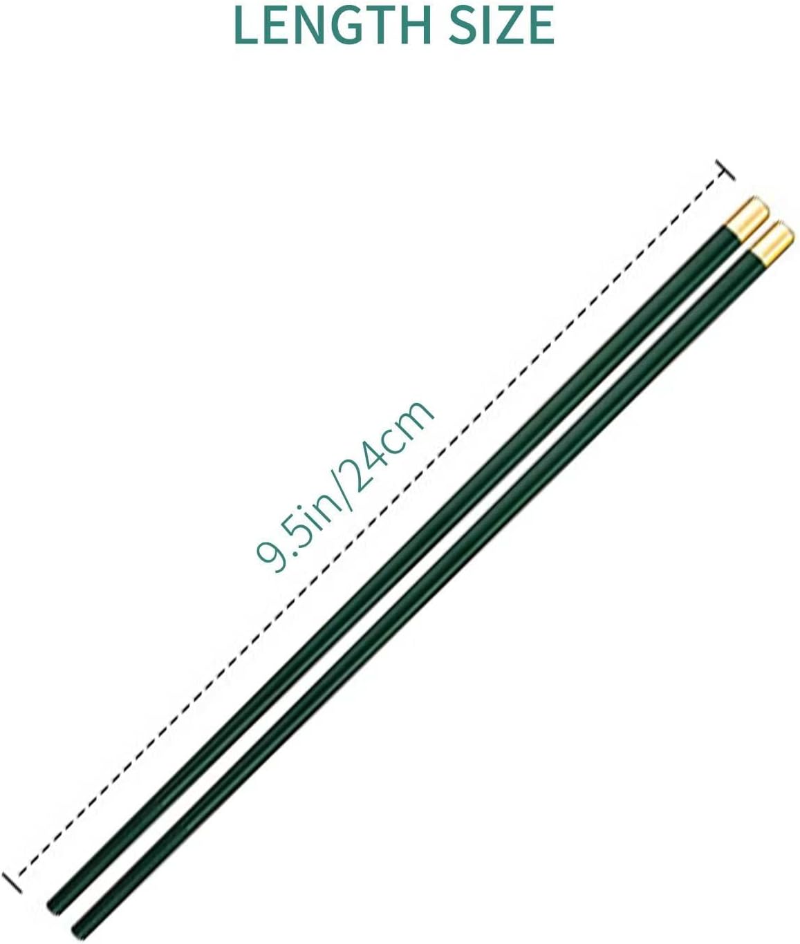 Random Mood Modern Design Chopsticks - Reusable, Dishwasher Safe, Non-Slip Fiberglass, Golden and Lucky Green Multi Style, 5 Pairs, 9.5in/24cm, Great for Chinese, Japanese, Korean Cuisine