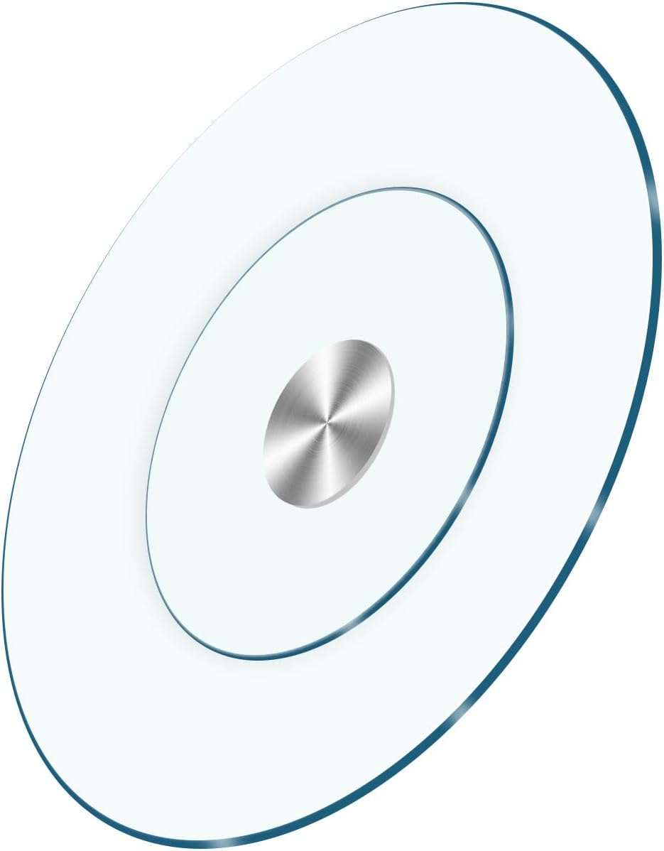 36" Heavy-Duty Lazy Susan Turntable - 1/3" Extra-Thick Tempered Glass (50% Thicker!) - Anti-Tip Design & Silent Spin for Banquets, Dining Tables
