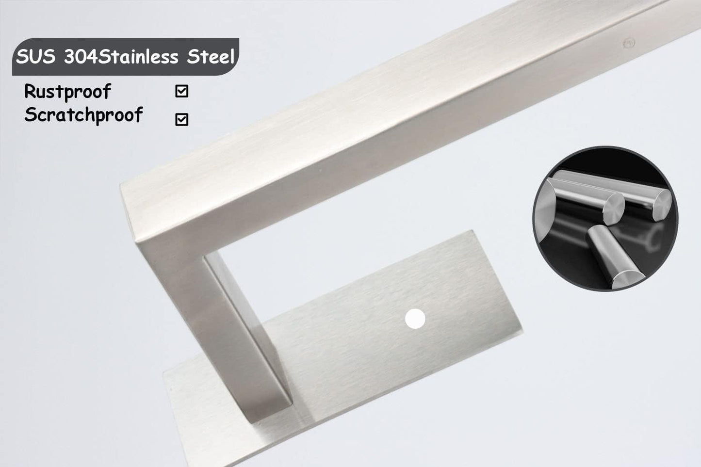 Bathroom Towel Bar Self Adhesive, No Drilling Towel Rack Easy to Install, Hand Towel Holder Made of Premium Stainless Steel Sticky on Hand Towel Hanger for Kitchen, Toilet.(17.7IN, Brushed)