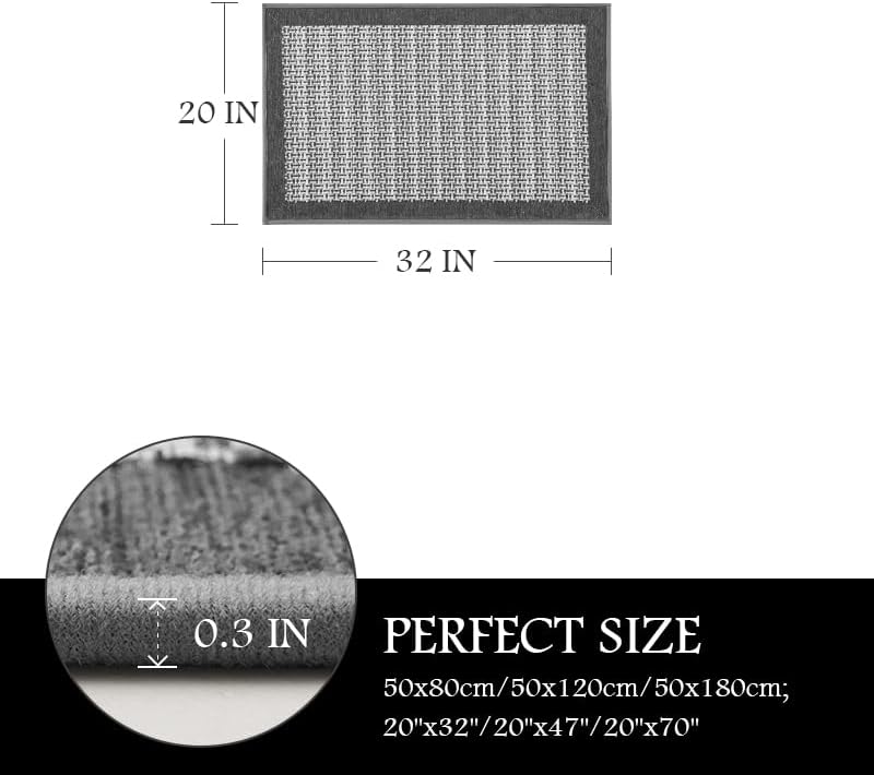 Kitchen Rugs and Mats Non Skid Washable - Non Slip Absorbent Kitchen Runner Rugs for Floor, Machine Washable Standing Mats for in Front of Sink,Entryway,Entrance,Door(20"x32",Grey)