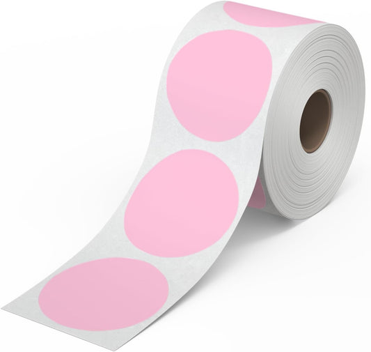 Rollo Circle Thermal Labels 2 Inch - Roll of 1,000 Round Sticker Labels - Multi-Purpose Direct Thermal Printer Stickers 2x2 (Pink)