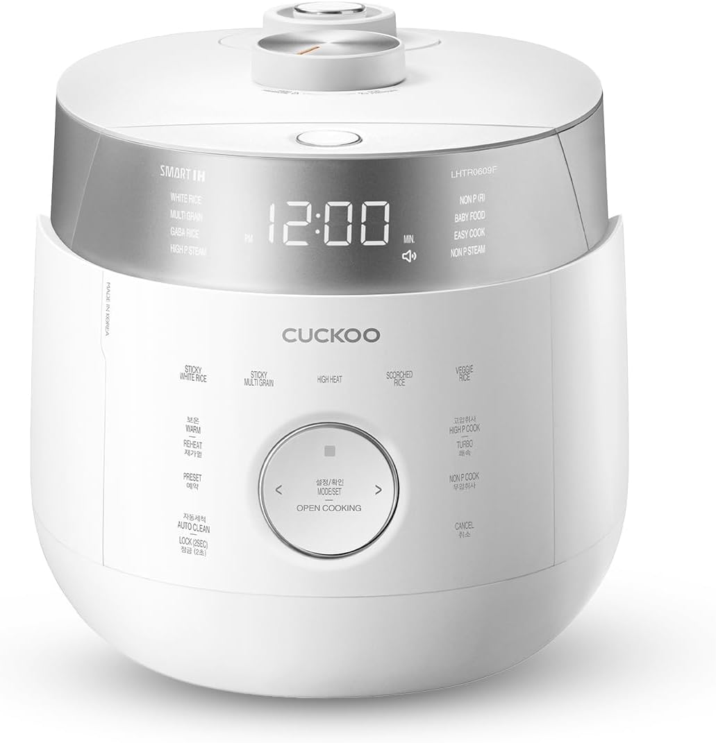 CUCKOO 6-Cup Uncooked / 12-Cup Cooked Induction Heating Twin Pressure Rice Cooker, 16 Menu Modes, Multi-Language Voice Guide, Versatile Grain Multi-Cooker & Pressure Cooker (CRP-LHTR0609FW)