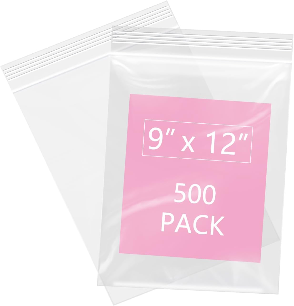 iMailer - 500 Pcs- 9" x 12" Clear Zip Bags - Reclosable Plastic Zip Poly Bags for A4, Letter Sized Documents, Clothing