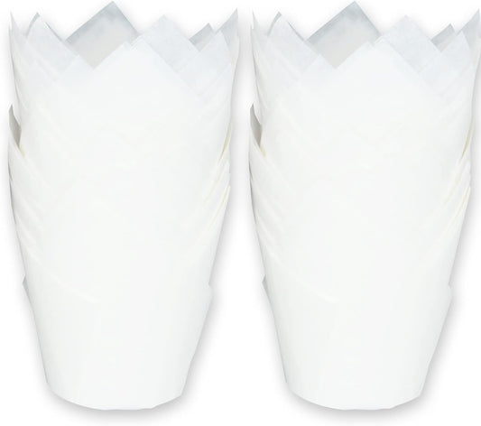 500 pcs Large size White Tulip Baking Cups 2-1/4"(Base diameter) x 4"(Wall height) Greaseproof paper baking cupcake Muffin liners