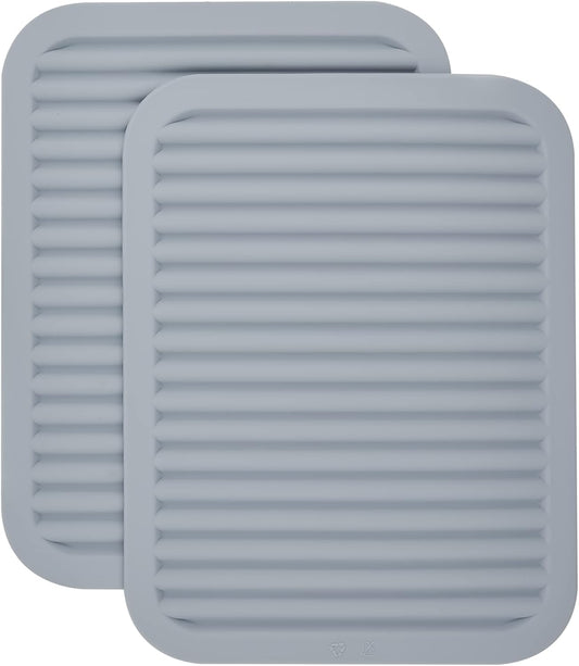 Silicone Trivets for Hot Dishes, Trivet Mat-Hot Pads for Kitchen-Versatile Trivet Mat for Hot Pots&Pans-Heat Resistant Mats for Counter&Table, Pot Holders Drying Mat (9x12) Pack 2 Light Grey