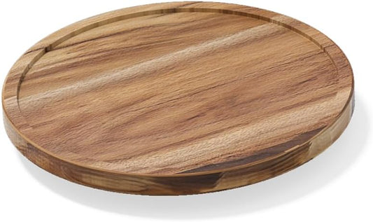LAMU 9'' Acacia Wood Lazy Susan Organizer for Table Top, Lazy Susan Turntable for Cabinet, Kitchen, Countertop, Pantry Organization