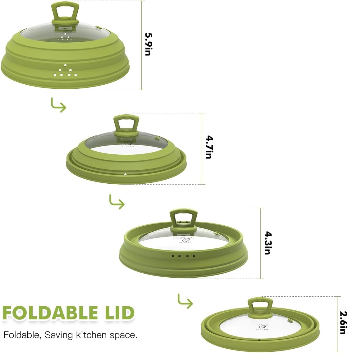 Microwave Splatter Cover Vented Glass Splatter Guard Lid with Collapsible Silicone for Food as Pot Covers Plate 10.8 inch for 6 7 8 9 10 inch Plate Bowl