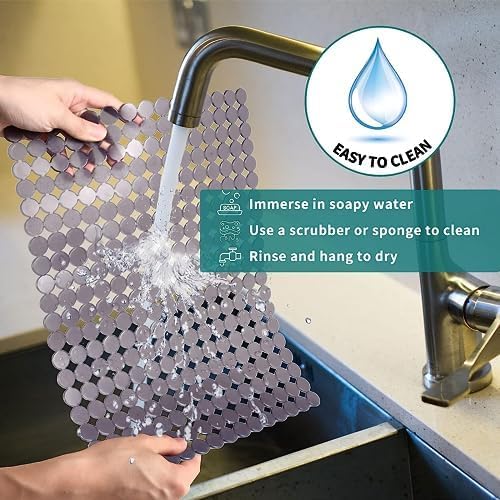 Sink Protectors Mat for Kitchen Sink - 2Pack Adjustable Kitchen Sink Mat Fast Draining - Dish Drying Mat for Dishes And Glassware - Easy to Clean & Diy Cut