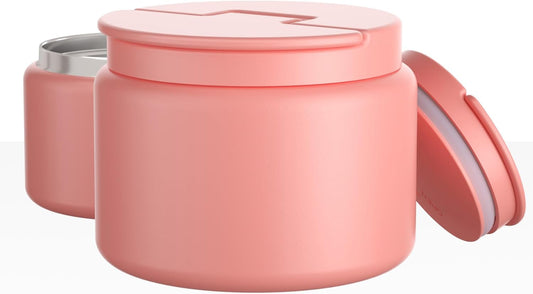 14.5oz Soup Thermo for Hot Food Kids Vacuum Insulated Food Jar Twist-Free Soup Thermo for Hot Food Kids Leakproof Stainless Steel Wide Mouth Lunch Container (Pink)
