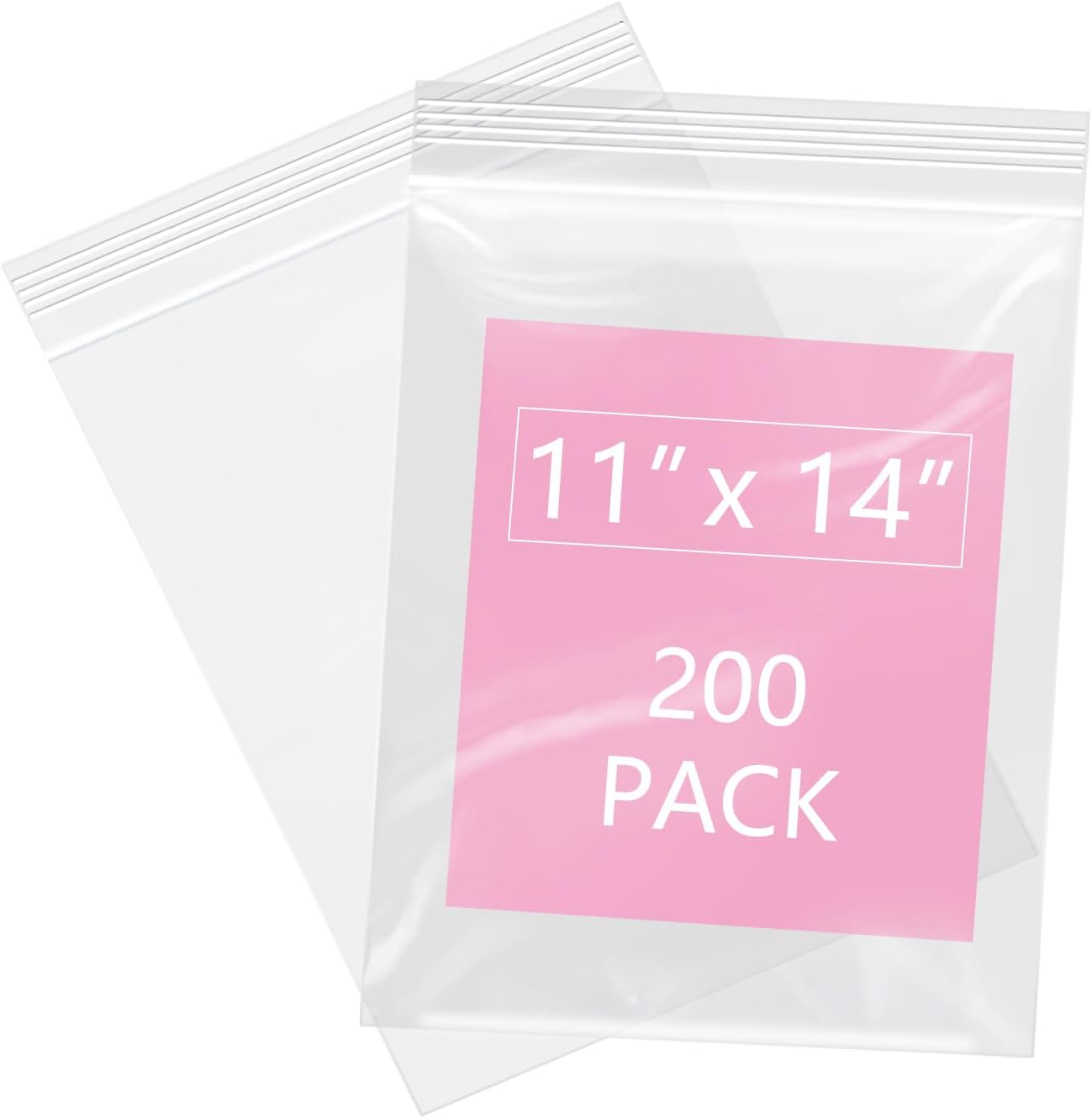 iMailer - 200 Pcs- 11" x 14" Reclosable Plastic Zip Poly Bags- Clear Zip Bag for Prints, Photos, Documents, Clothing, T-Shirt