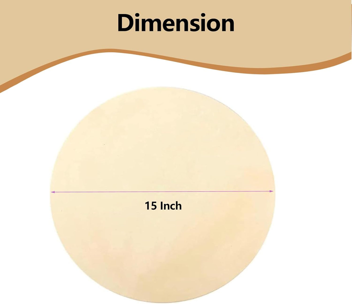 15" Round Baking Stone for Grill Oven, Heavy Duty Cordierite Bread Cooking Pan, Thermal Shock Resistant, Ideal for Making Crisp Crust Pizza