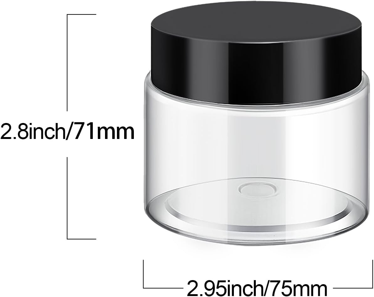 SATINIOR 6 Pack 8 oz Plastic Jars Containers with Lids Wide-mouth Refillable Leakproof Reusable Round Empty Jars for Travel Cosmetic Dry Food Spice Candy Cookie Home Kitchen Organizing(Black)