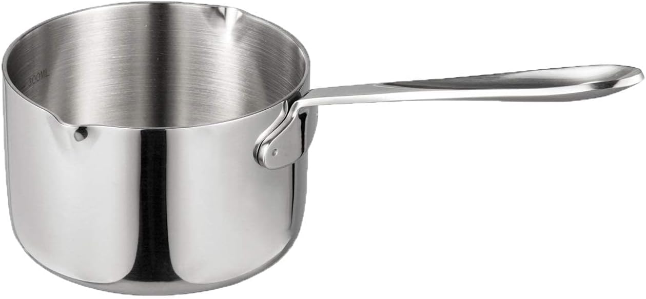 IMEEA 10oz/300ml Butter Coffee Milk Warmer Mini Butter Melting Pot with Dual Pour Spout 18/10 Tri-Ply Stainless Steel