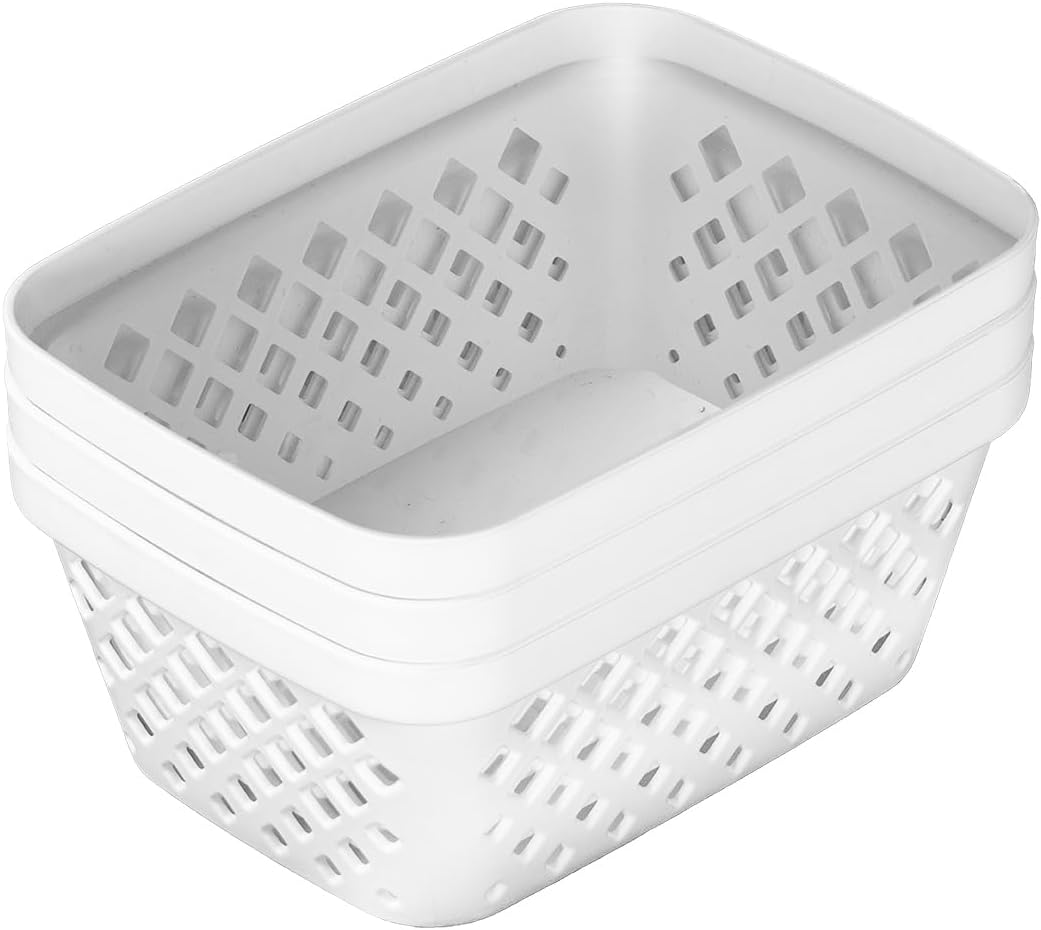 Glad Plastic Storage Basket Set - Multipurpose Drawer Trays, Kitchen Pantry Containers, and Bathroom Bins - 9 Pack Small Organizers, White