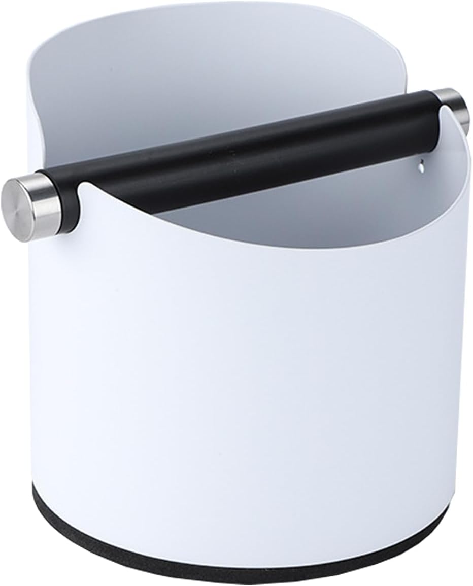 Italian Espresso Tapping Box, Stainless Steel Coffee Grinding Tapping Box, With Detachable Tapping Rod And Anti Slip Rubber Base (White)