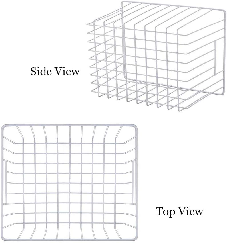 SANNO Freezer Wire Storage Organizer Basket, Refrigerator Storage Baskets Bins Organizer with Built-in Handles for Cabinets, Pantry, Closets, Bedrooms 4 Pack 11"x10"x 7" White