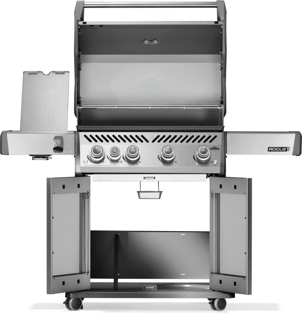 Napoleon Rogue PRO 525 Propane Gas Grill with Infrared Side Burner, Stainless Steel, Durable 5-Burner Outdoor BBQ