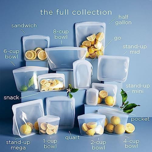 Stasher Premium Silicone Reusable Food Storage Bowl, Clear, Microwave, Sous Vide, Dishwasher, Oven and Freezer Safe, BPA Free, Leak-free, Eco-friendly, 6-Cup Bowl