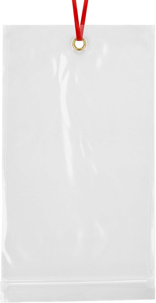 GPI - 5.5" x 9" Reclosable Zip Bags with Bottom Hang-hole & Pre-inserted 12" Twist-tie. 4 Mil Heavy-duty Resealable Zipper Baggy with Grommet/Metal Eyelet for Hanging (Insert Size 5x7.5) 1000 Pack