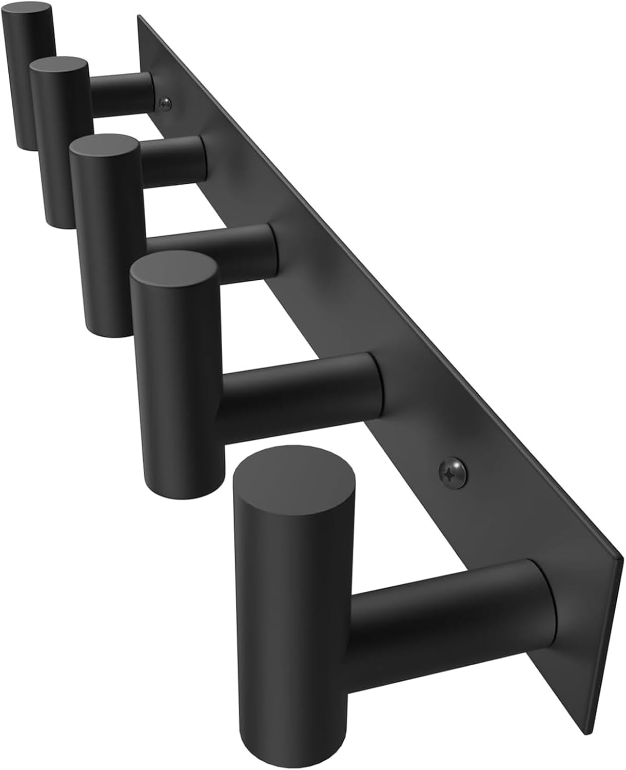 PMMASTO Coat Rack Wall Mounted, 5 "T Shaped Wall Hooks for Hanging, Heavy Duty Stainless Steel Coat Hook Rail for Hat Towel Robes in Bathroom Kitchen Mudroom Entryway (Black, 1 Pack)