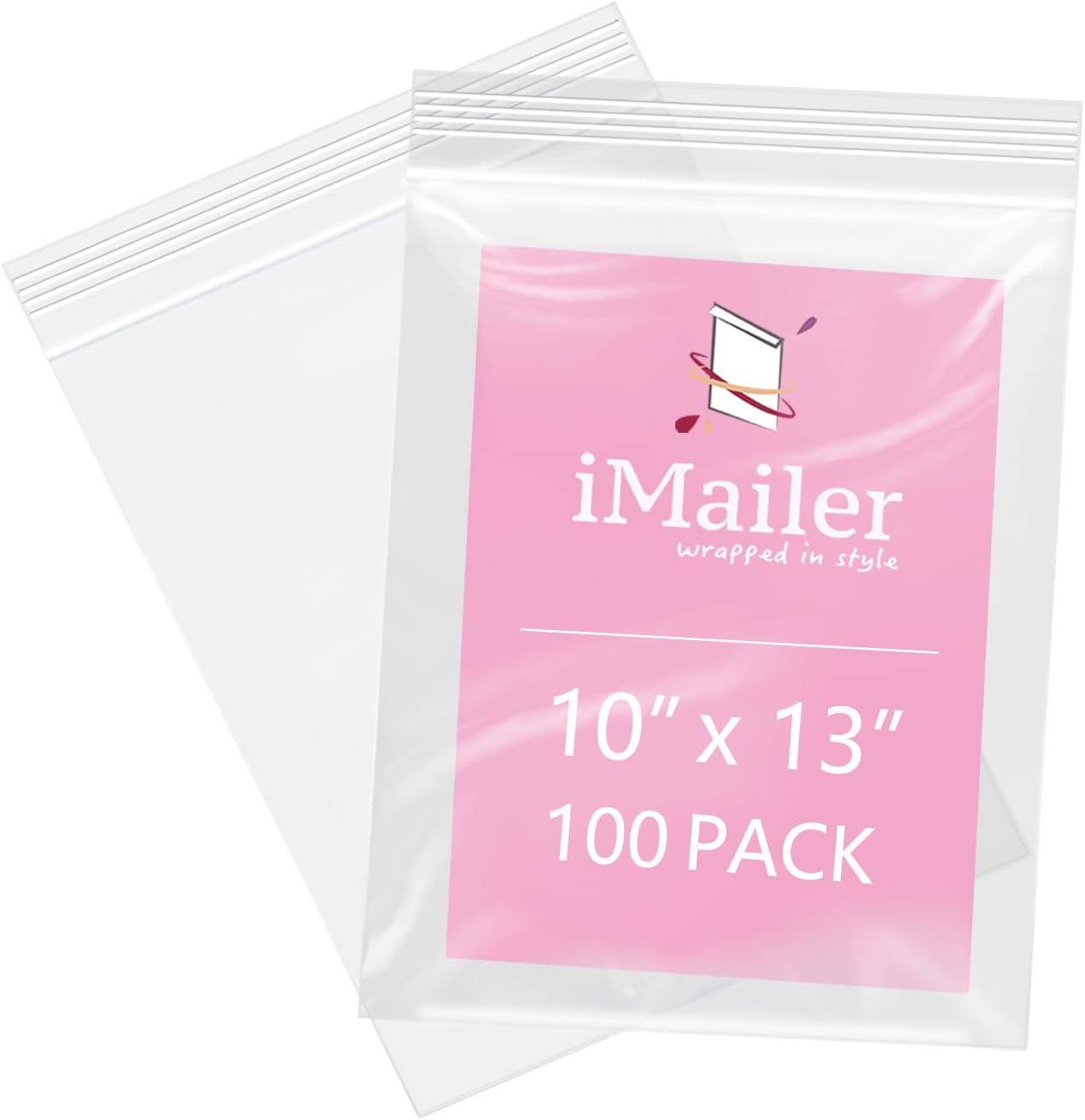 iMailer - 100 Pcs - 10" x 13" Clear Zip Bags - Reclosable Plastic Zip Poly Bags 2 Mil for Prints, Photos, Documents, Clothing, T-Shirt