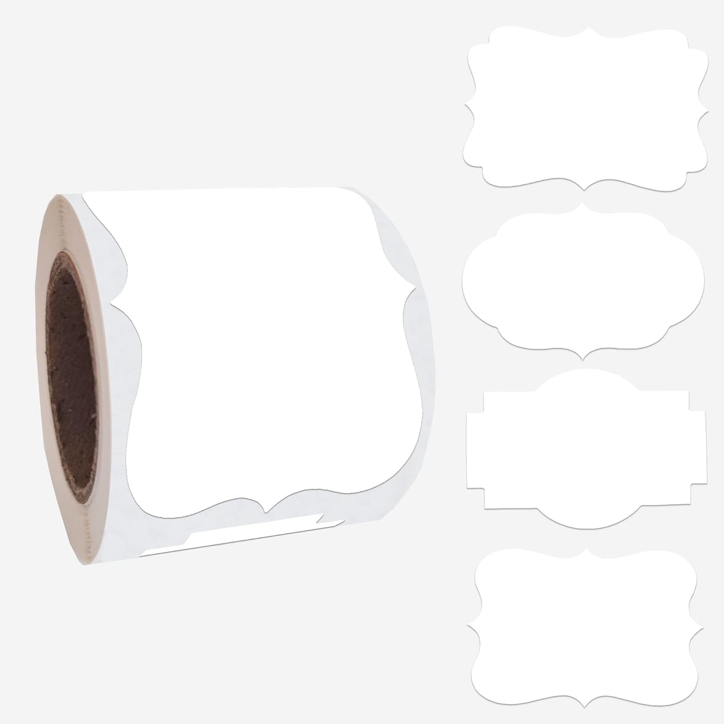 SALEMAR White Label Sticker, 2x3 inch Fancy Shape Labels for Essential Oil Bottle or Food Jars, Name Tags Stickers, 200PCS(White)