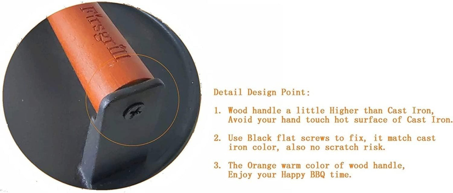 Burger Press 7.08" Round & 8.3”X4.3”Rectangle Heavy-Duty Cast Iron Smash Meat Steak With Wood Handle for Blackstone Camp chef Pitboss Weber Treager Griddle Grills (Round & Rectangle)